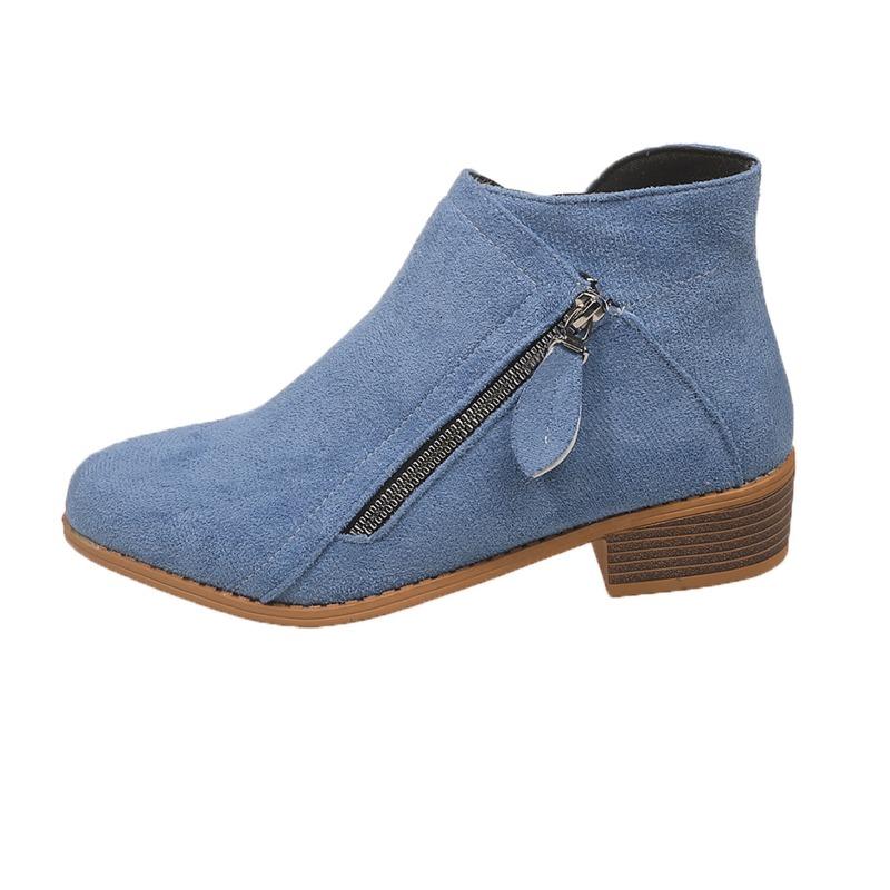 Neue Zehenfreie Stiefeletten, Spitz, Dickabsatz, Seitlicher Reißverschluss, Übergröße, Dr. Martens Stiefel für Damen