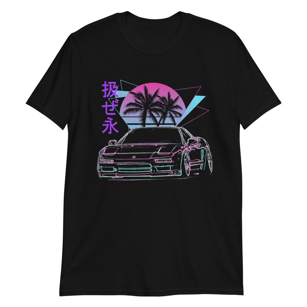Vaporwave JDM NSX Drift Tuner Miami Nights and Palm Trees Short-Sleeve T-Shirt XXXL