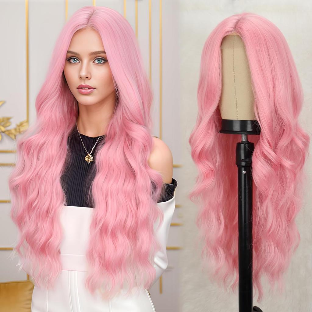 MERISIHAIR Long Black Wavy Wig for Women 26 Inch Long Curly Wig Natural Looking Synthetic Heat Resistant Fiber Black Wig for Daily Party Use