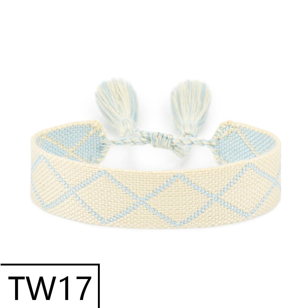 Handmade Bohemian Embroidered Logo Tassel Bracelet - Ethnic Style Friendship Band