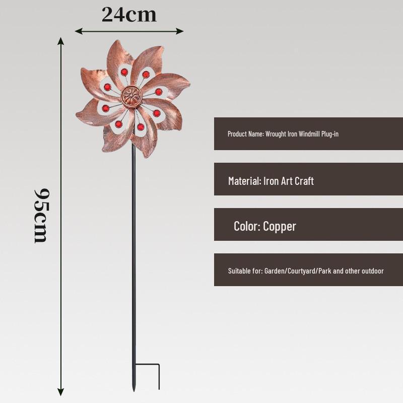 Outdoor Metal Windmill Garden Spinner: Creative Rotating Wind-Powered Decoration