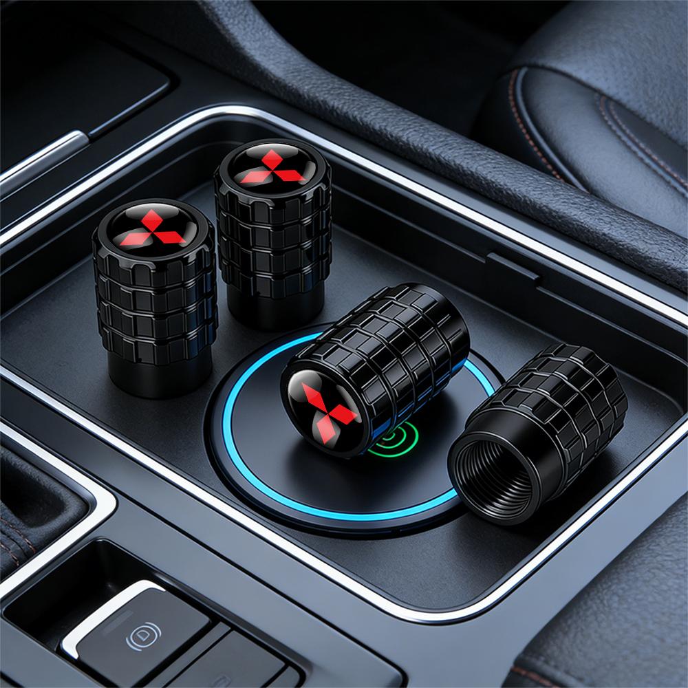 4Pcs Car Tire Valve Caps Metal Wheel Dust Covers Accessories For Mitsubishi Outlander RalliArt ASX Pajero Lancer Interior Decor