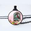 Collana con ciondolo cabochon in vetro a forma di fiore, gioielli con loto, pesca, rosa, girasole, tulipano