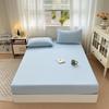 100% Cotton Solid Color Fitted Bed Sheet Set - 3 Pieces, Single/Double Size, Pure Cotton for Home or Dorm.