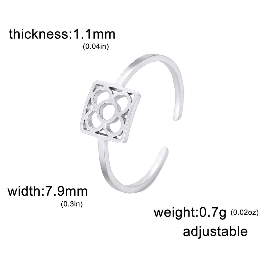 Lemegeton Barcelona Flowers Rings for Women Stainless Steel Ring Square Flower Finger Jewelry Souvenir Accessories 2026 Trend