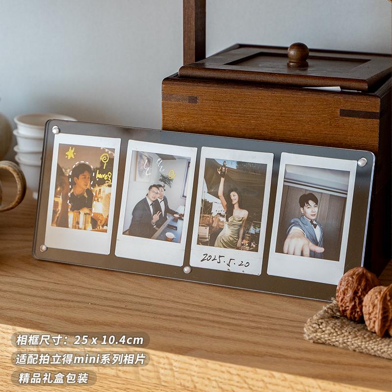 Magnetic Clear Acrylic Display Frame for Instax Polaroid Photos, Kpop Mini Desktop Stand Holder for 3 Inch Small Cards