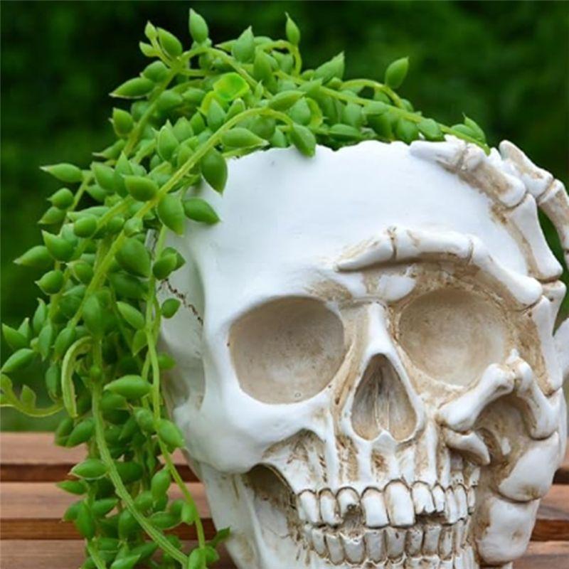 A84E-Home Decoration Skull Flower Pot, Indoor Small Flower Pot, Indoor Plant Mini Flower Pot, Garden Succulent Plant Pot