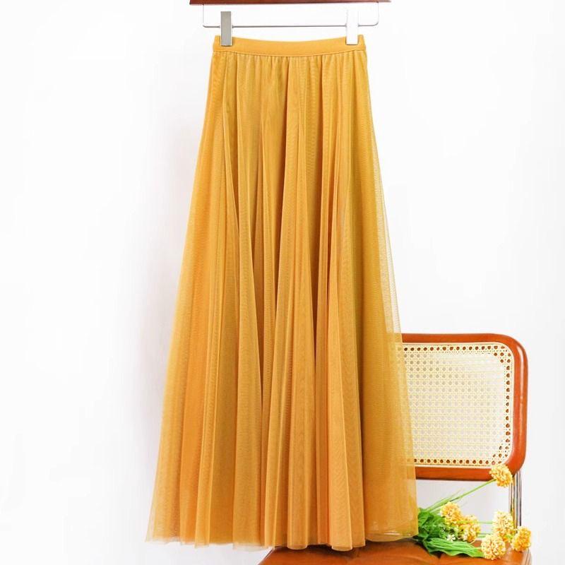 Damen Lila Mesh Midi Rock mit hoher Taille - 720° Schwung A-Linien Tüllrock für Square Dance und Fotoshootings