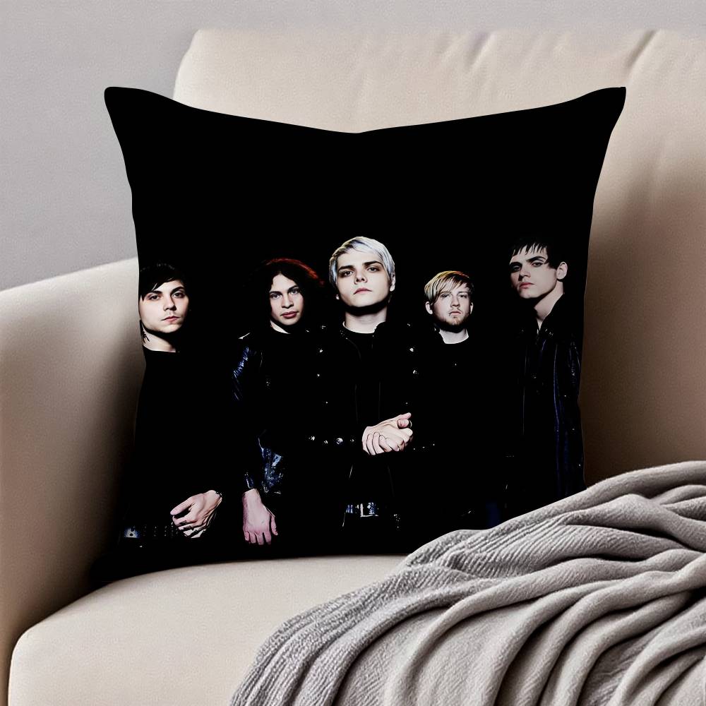 My C-Chemical Romance Pillow Case Anti-dustmite Pillowcase Invisible zipper silky short plush Sofa cushion cover