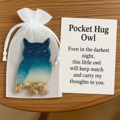 Pocket Hug Animal with Positive Card Emotional Support Resin Animal Token Mini Dachshund Turtle Owl Cat Corgi Bulldog Statue Figurine Inspirational