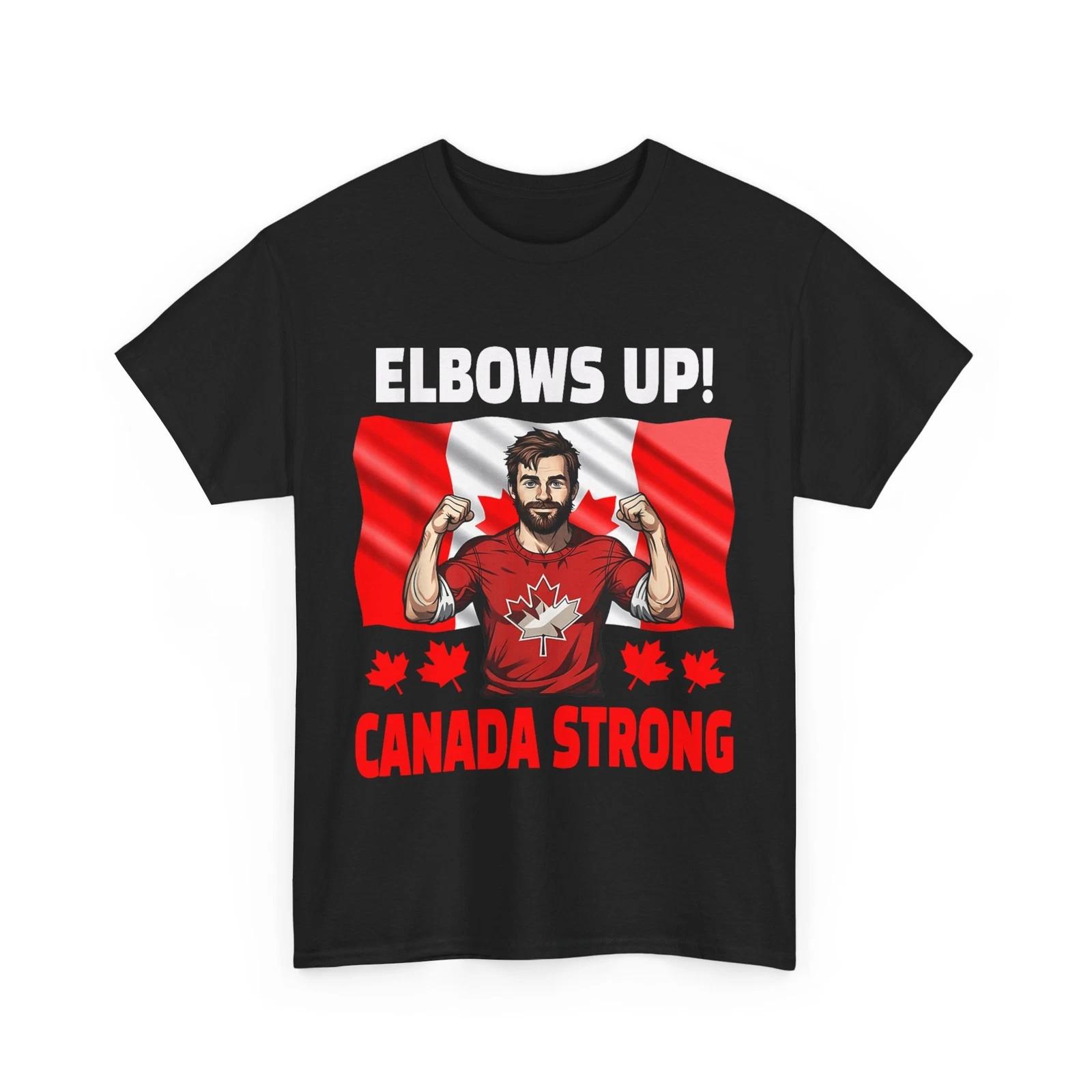 Canada T-Shirt, Elbows Up Canada Strong Canadian Flag Proud Shirt XL