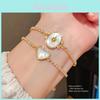 Light Luxury Geometric Oval Charm Bracelet With Zircon And Mother Of Pearl For Women