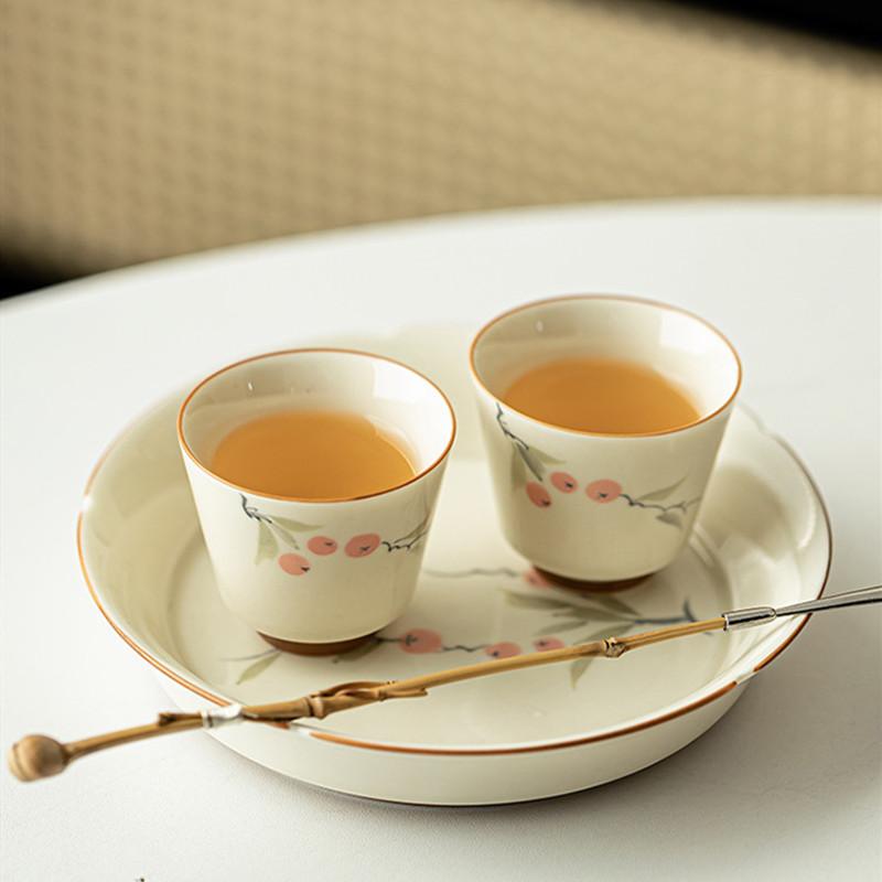 1 Pc Chinese Tradition Ceramic Tea Cup Handmade Persimmon Tea Bowl Household Teacup Personal Meditation Cup Teaware Accessories