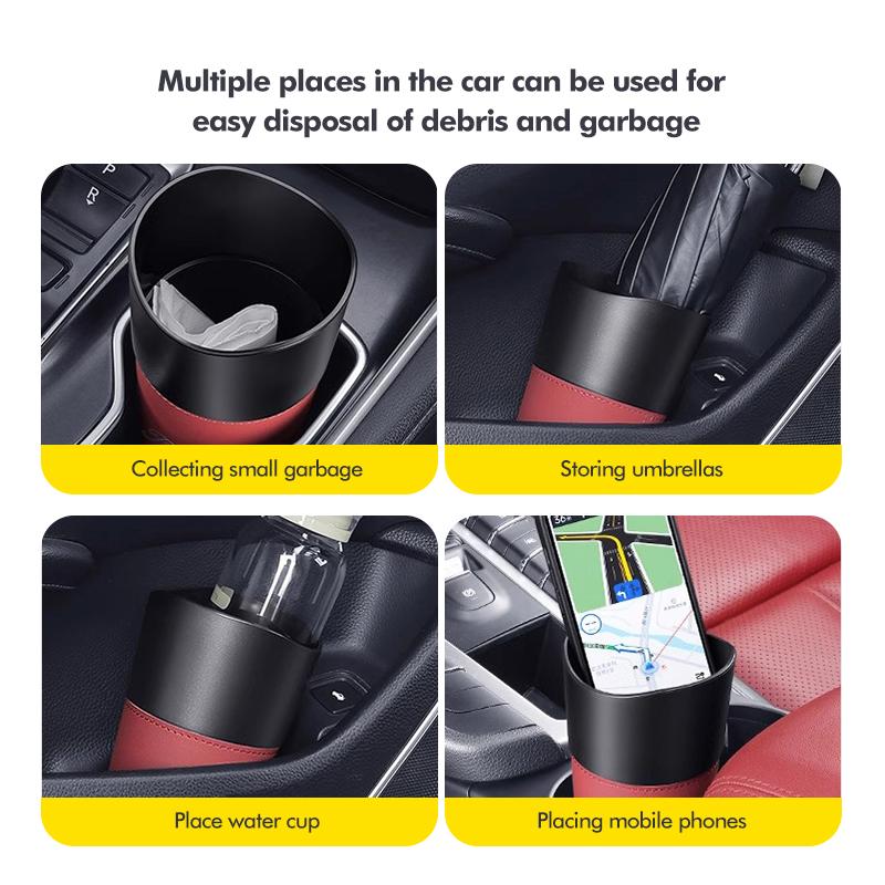 Durable Car Trash Can Leather Waterproof Auto Storage Bin Organizer For Ford Escort KA Flex Everest KA Expedition Falcon Fusion