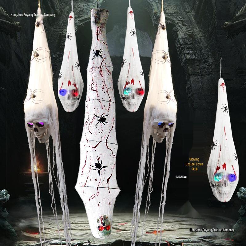 Haunted House Upside Down Reaper Skeleton Decor Props