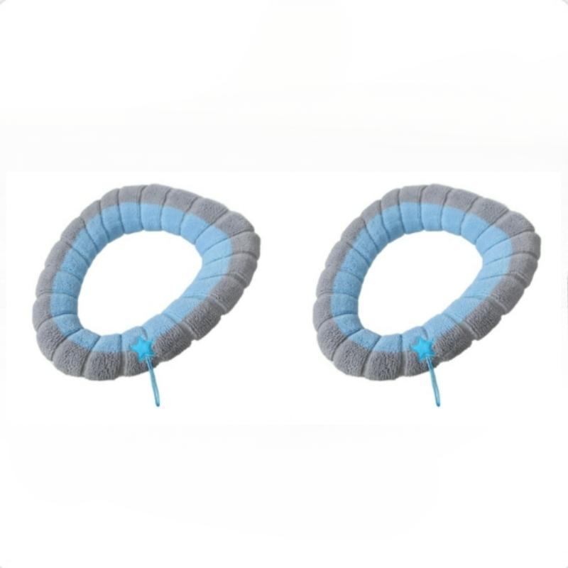 1/2PCS Portable Stitched Color Knitted Toilet Mat Thickened Washable Antifreeze Toilet Seat Cover Universal Bathroom Accessories