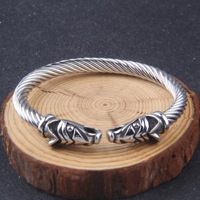 European and American Retro Nordic Viking Open Bracelet Stainless Steel Double Dragon Head Bracelet Bracelet