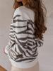 2023 European & American Women's Striped Patchwork Crew Neck Knit Sweater