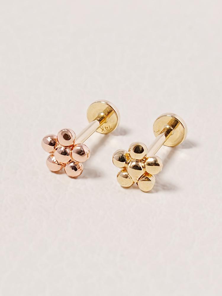 Minimalpiercing [0.8Mm] 14K Internal Lovely Chubby Flower Ball Labret Piercing Earrings