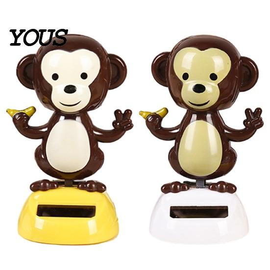 Solar Powered Car Decoration Ornaments, Shaking Head Monkey Toy, Banana Holding Colorful Dashboard Toy Figure, Swinging