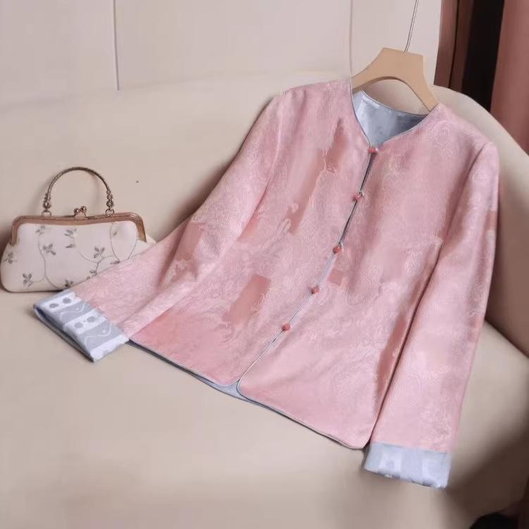 Elegant Women's 2026 Reversible Tang Suit Jacket with Frog Buttons - New Chinese National Style