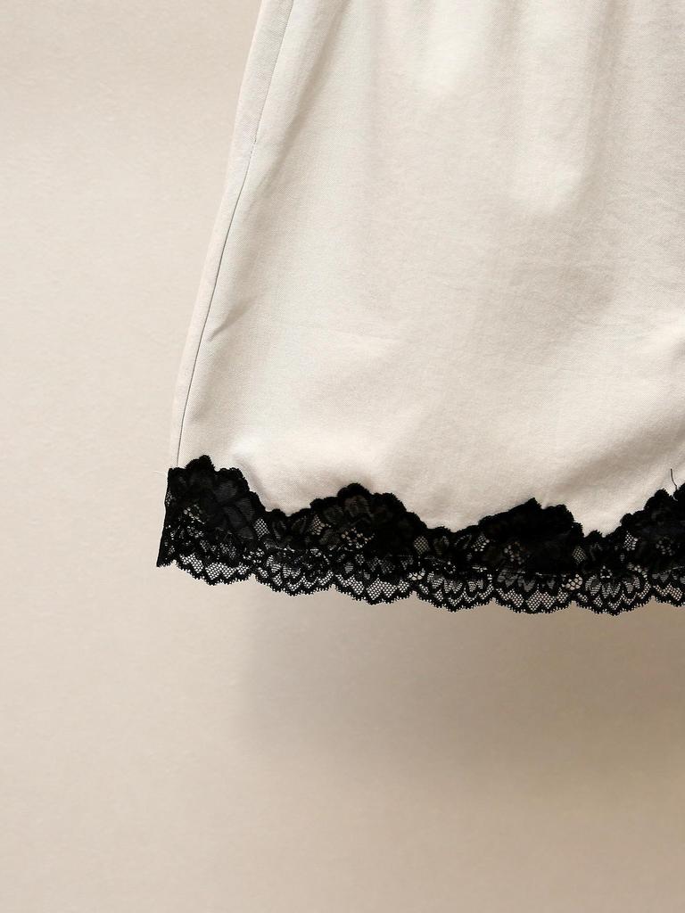 Elegant Autumn French-Style A-Line Lace Midi Skirt