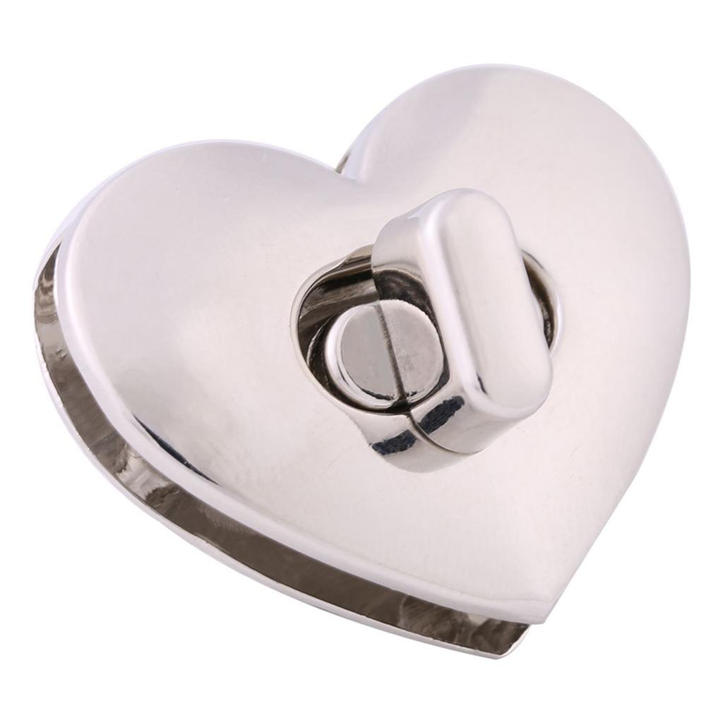 5sets Heart Shaped Metal Clasp Turn Lock Lock HardwareHandbag Bag Accessory (Silver)