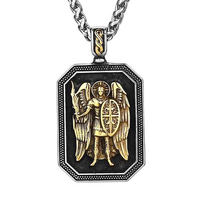 Collana Pendente Spada Sacra d'Angelo Bicolore in Acciaio di Titanio per Uomo