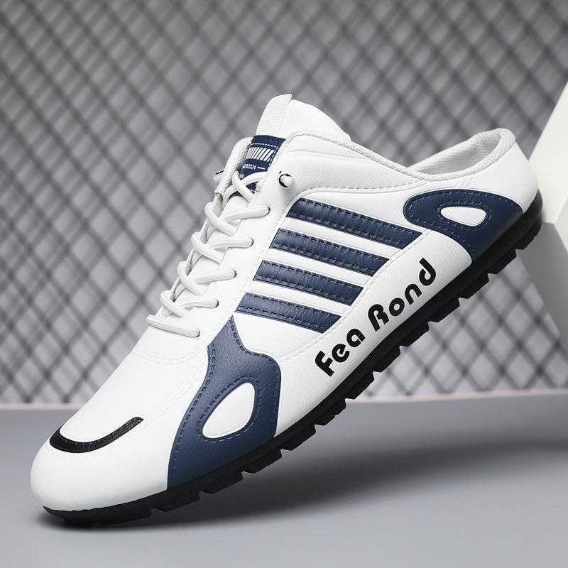 Fashion Summer Men's Baotou Half Slippers Lightweight PU Leather Casual Shoes Soft-soled Support Slippers Walking Flat Slippers for Men