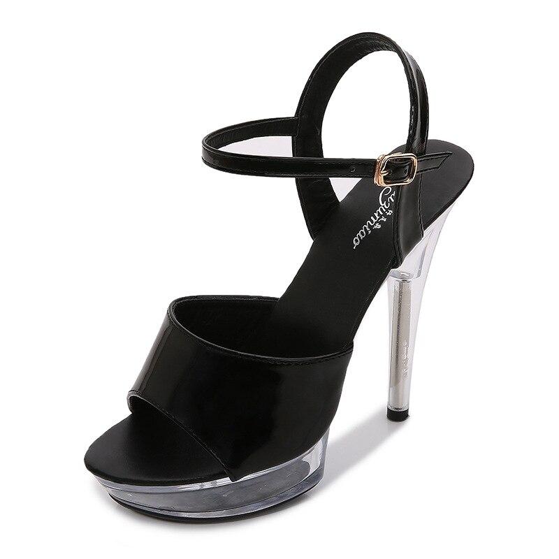 Woman Transparent Super High Heel Summer Female Waterproof Fish Mouth Shoes Fairy Thin Heel Sandals 15cm heel 5cm Platform LFD