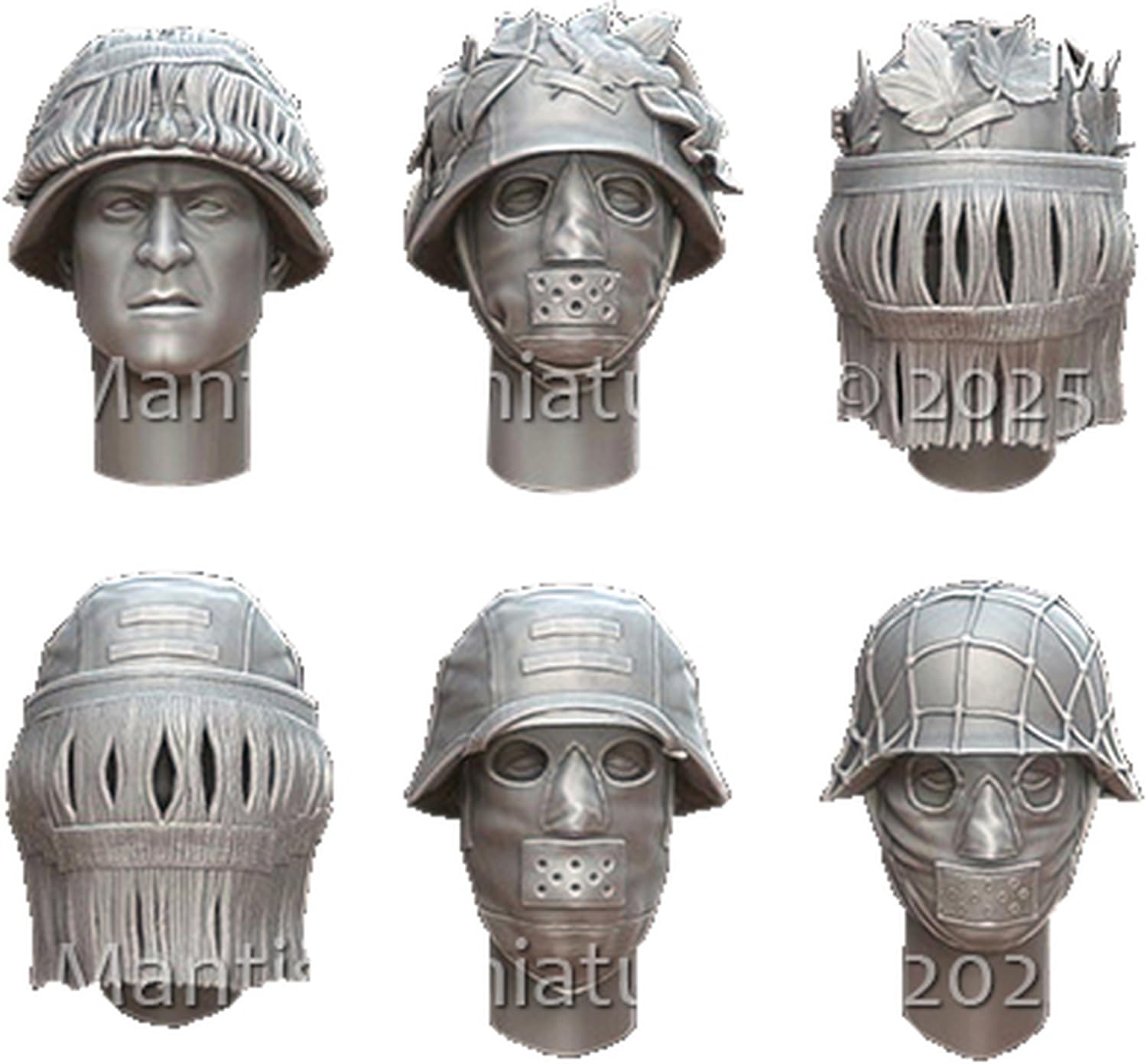 

Mantis Miniatures Scale WWII German Camouflage Masked 6 2 Resin MAC60 1/35 Headset, Types, Sizes, 12-Piece Kit, (Human)