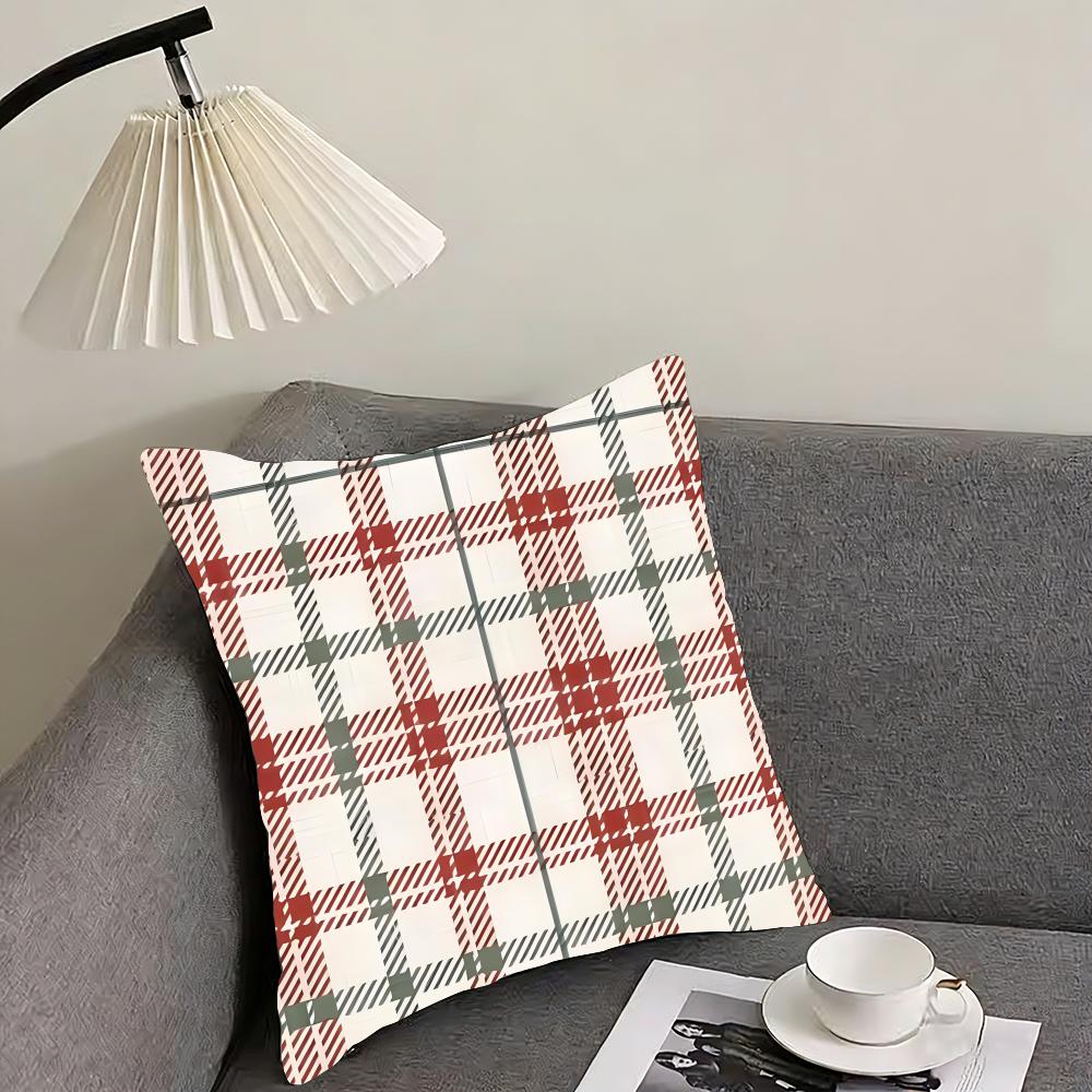 Plaid Luxury Cushion Cover Pillowcase Ultra Soft Skin Friendly Fabric Cloud Like Comfort  Concealed Zipper