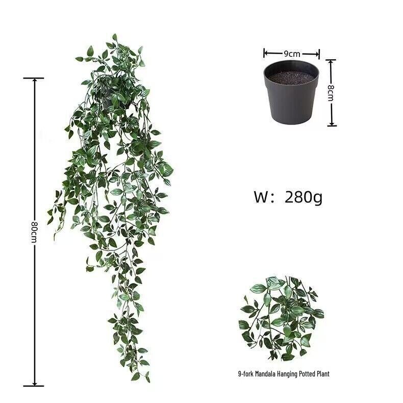 Artificial Datura & Eucalyptus Hanging Plants - Indoor Wall Decor with Small Potted Flowers