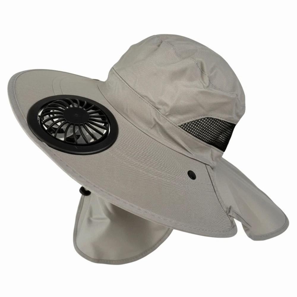 Adjustable Fishing Sun Shading Hat Long-lasting Wide Brim Fan Hat Rechargeable Fan Hat  Outdoor