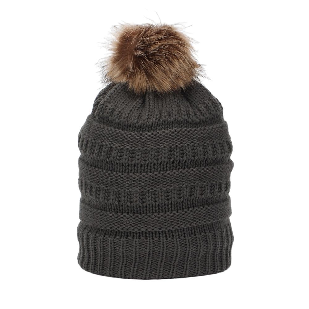 European and American hot-selling adult winter plush wool hat hairball warm knitted hat thickened hat