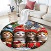 Christmas Kittens Round Area Rug,Carpet Rug for Living Room Bedroom Sofa Playroom Decor,Non-slip Floor Mat