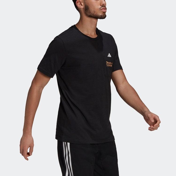 adidas Pocket Tee M Embroidered Sports Short Sleeve Black Men's GT5306