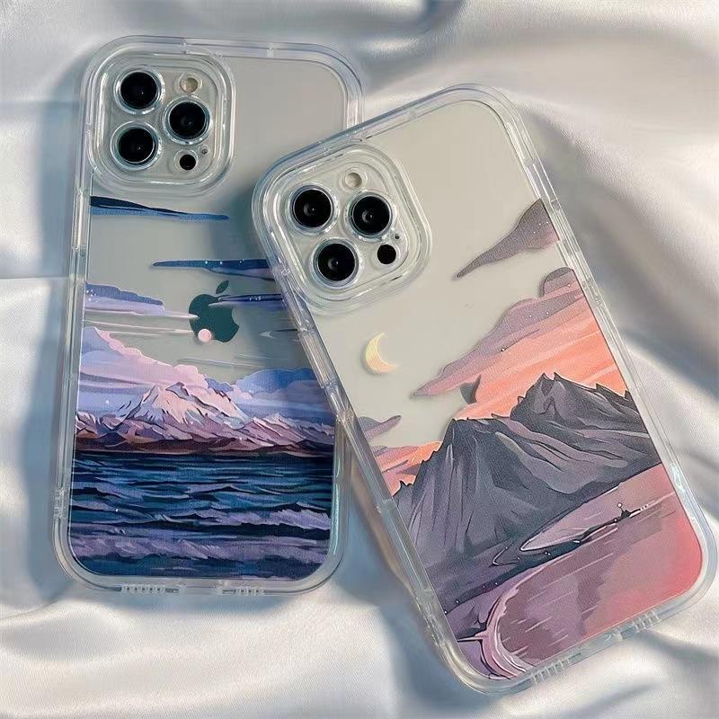 Západ slunce Západ slunce Scenérie Vhodné pro pouzdro na mobilní telefon Apple 16promax IPhone 14/15 Průhledné 13 Ochranné pouzdro