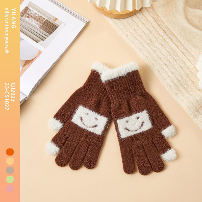 

Новый продукт для пар на осень и зиму Теплые и ветрозащитные вязаные перчатки Плюс бархатные перчатки с открытыми пальцами Перчатки для сенсорного экрана One Size