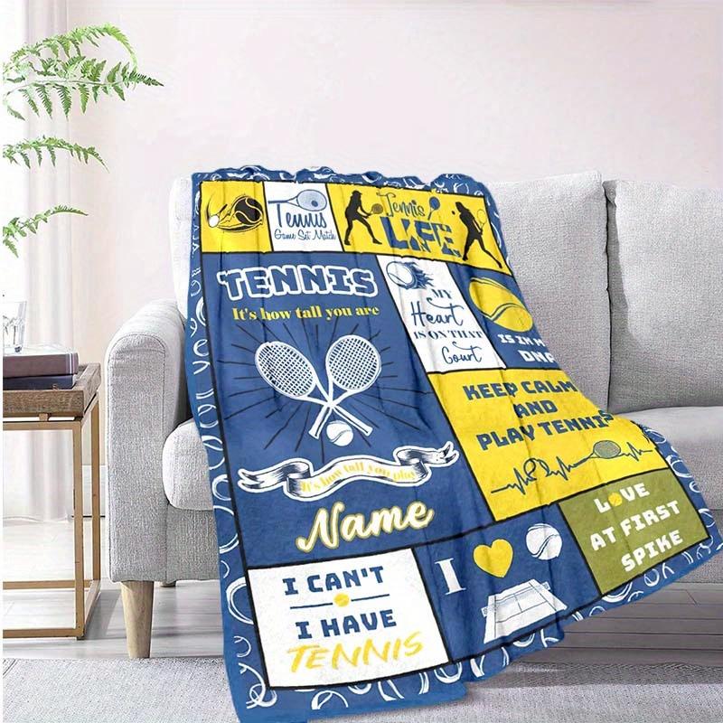 Tennis Customize Your Name Blanket Warm Comfortable And Soft Blankets Are Suitable For Home Chairs Office Sofas Sofas Office Camping And Gifts For