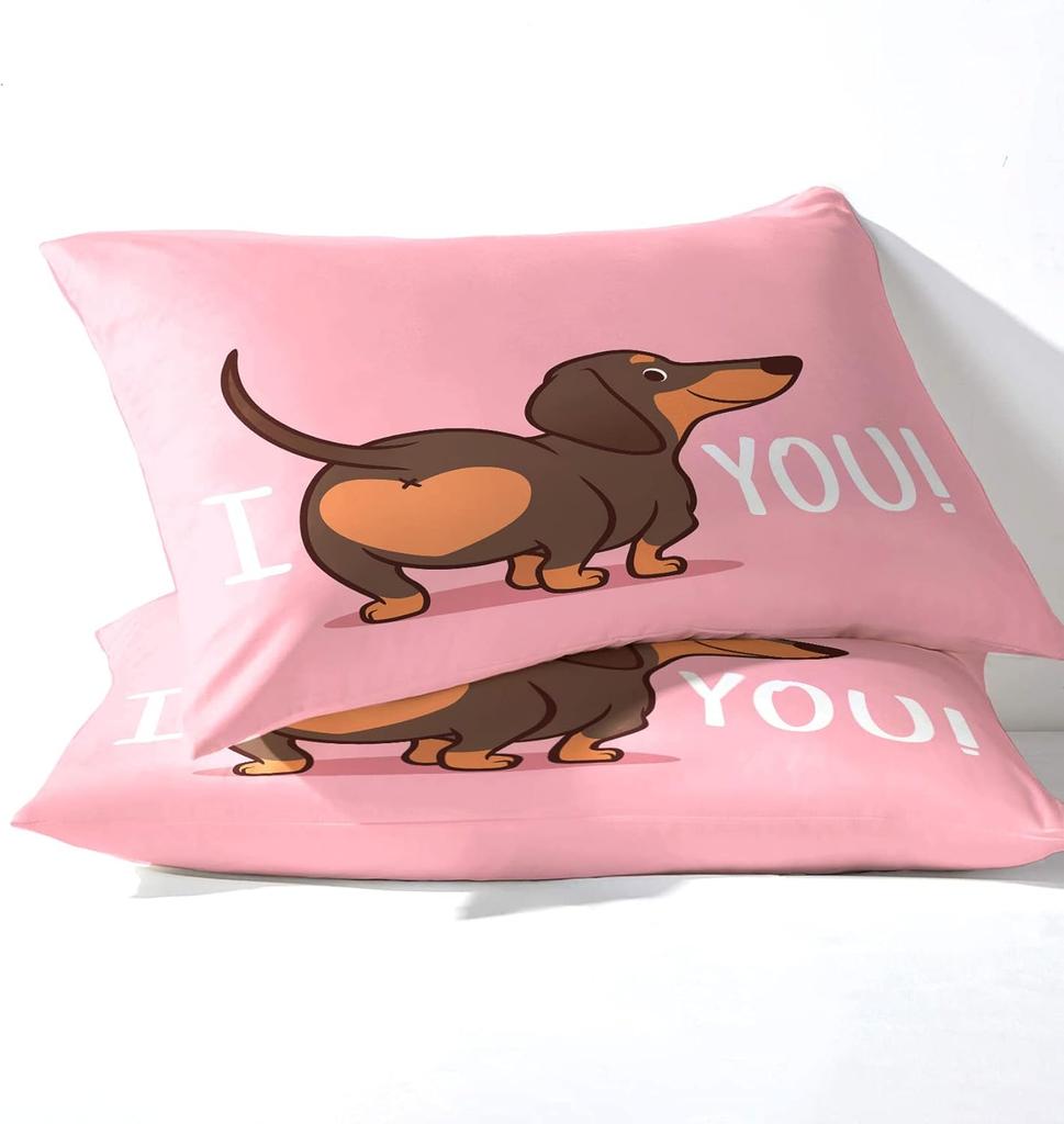 Dachshund Dog Bedding Queen Duvet Set, Soft Microfibre Duvet Cover with Pillow cases, Bedding Quilt Cover Set with Zipper