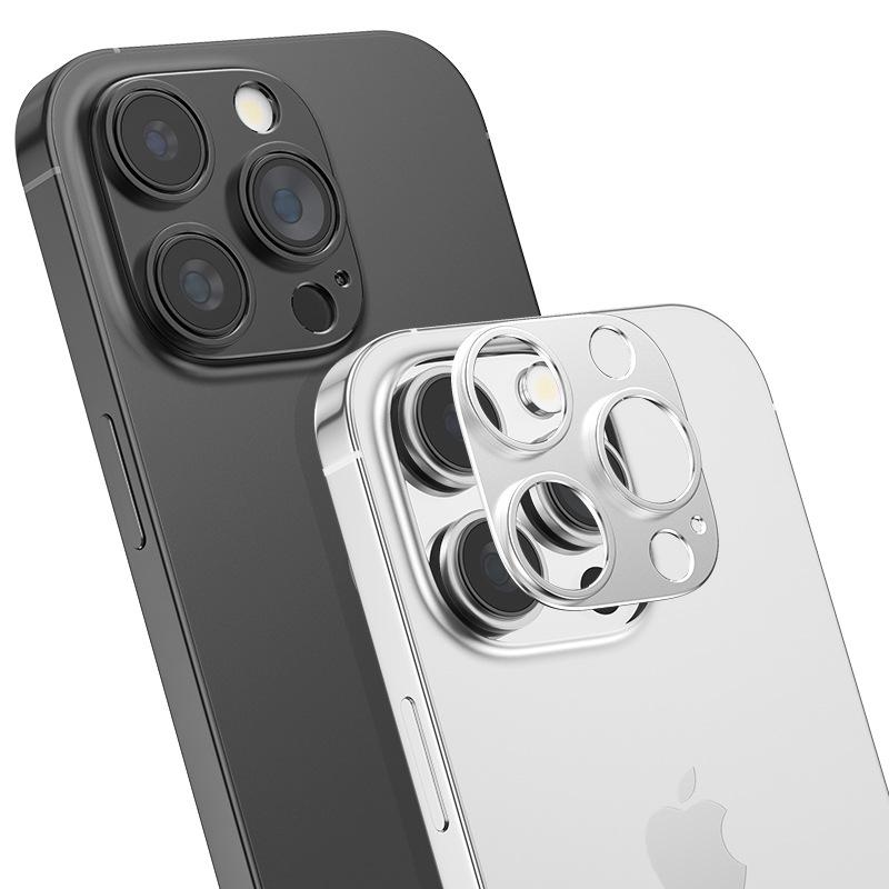 Compatible Apple iPhone 16 Pro Max Frosted Aluminum Lens Film Armor with Hollowed-Out Metal Sticker