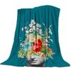 Blue Flower Watercolor Painting Throw Blanket Portable Soft Sofa Blanket Warm Flannel Blanket for Beds Sofa Couch King Full Size