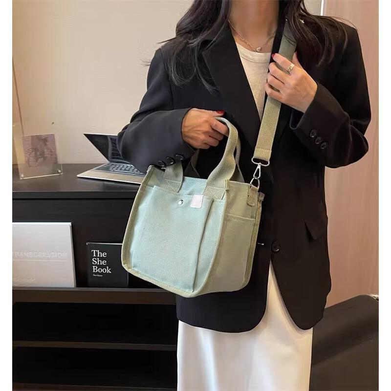 Damen Canvas Lunchtasche mit großer Kapazität und mehreren Fächern – Ideale Umhängetasche für Büro oder Mütter.