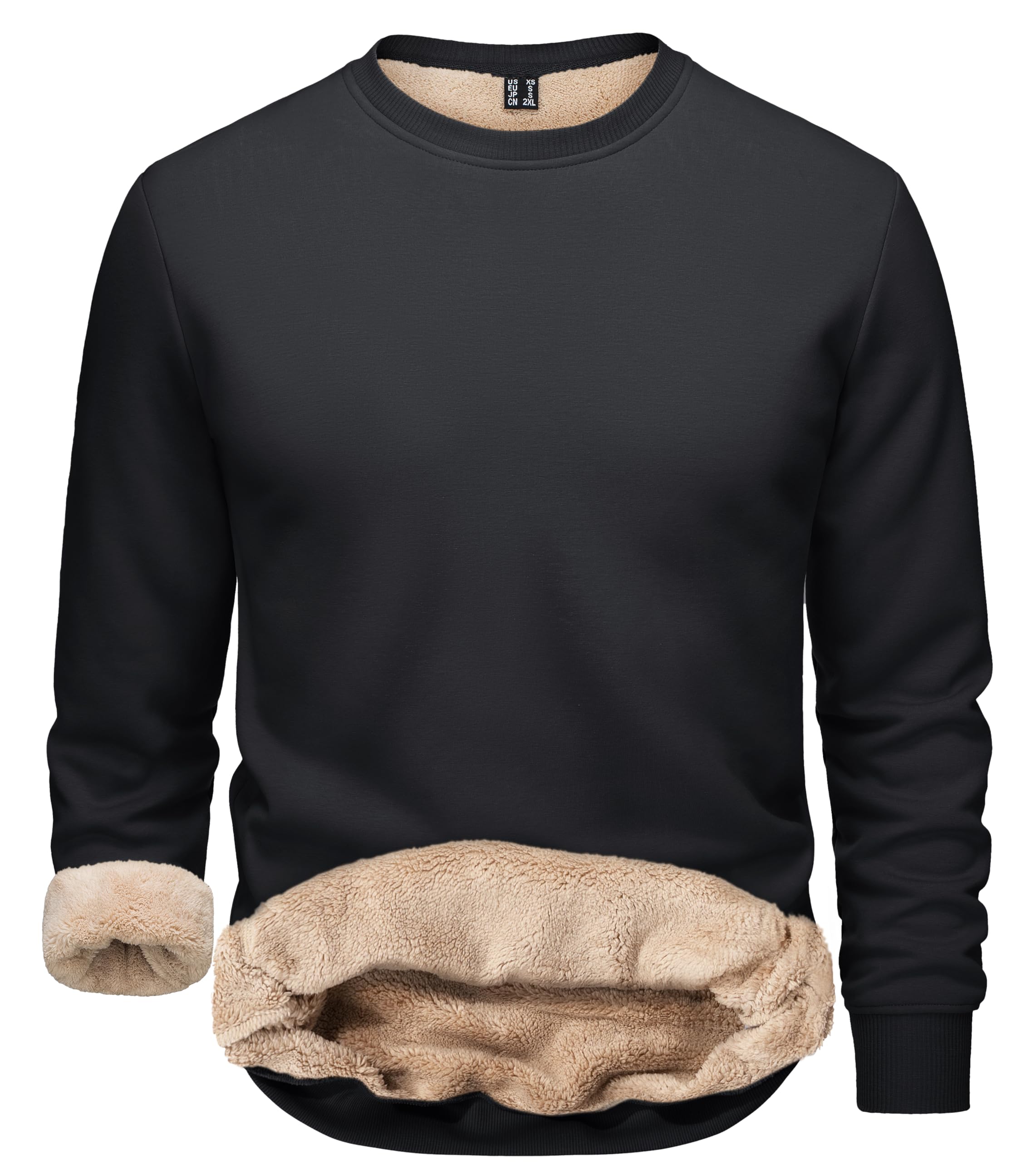 

TACVASEN Casual Crew Solid Long Work Size XL Men s Sweatshirt, Fleece-Lined, Neck, Warm, Color, Loungewear, Sleeve, Soft, Classic, Warm, Top, Black, чёрный