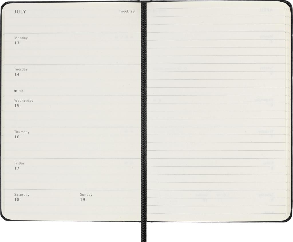 Moleskine 2025 Planner, July Start, 18-Month Weekly Diary, Hardcover, Pocket Size (9cm X 14cm), Black, DHB18WN2Y26