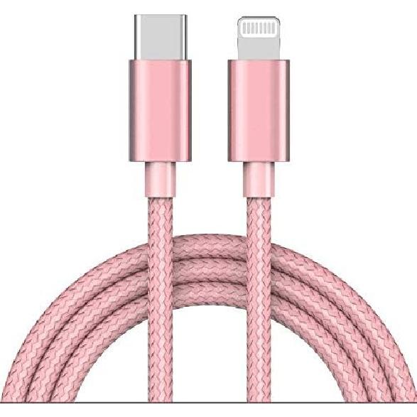 Apple MFi Certified USB C to Lightning Cable 4 FT Charger/Sync for iPhone X/XS/XR/XS Max / 8/8 Plus, (for Use with Type C Chargers) 4FT (Black) ярко-розовый