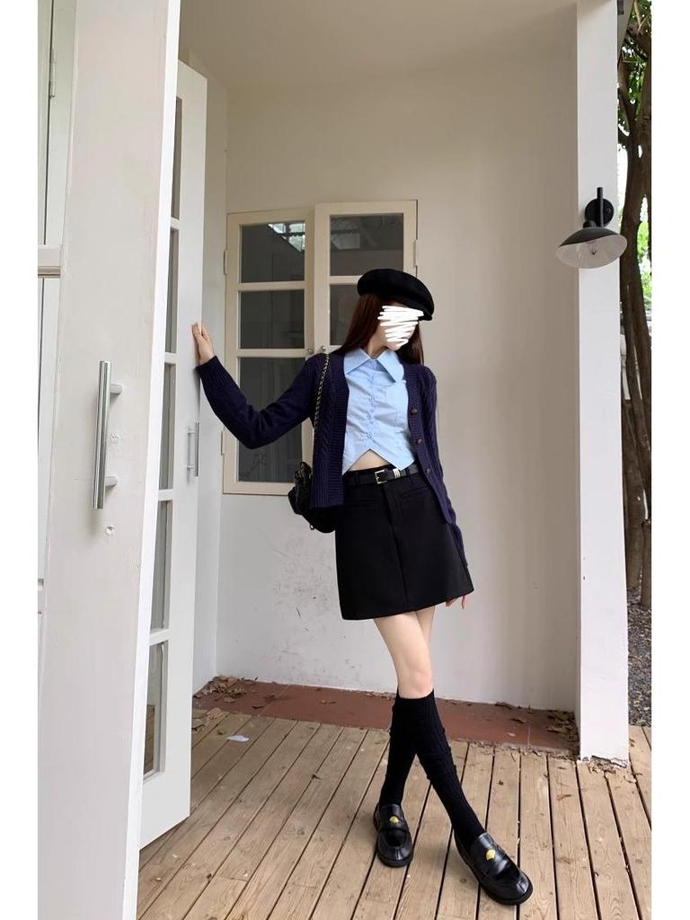 Spring 2024 Women's High-Waist A-Line College Style Mini Skirt