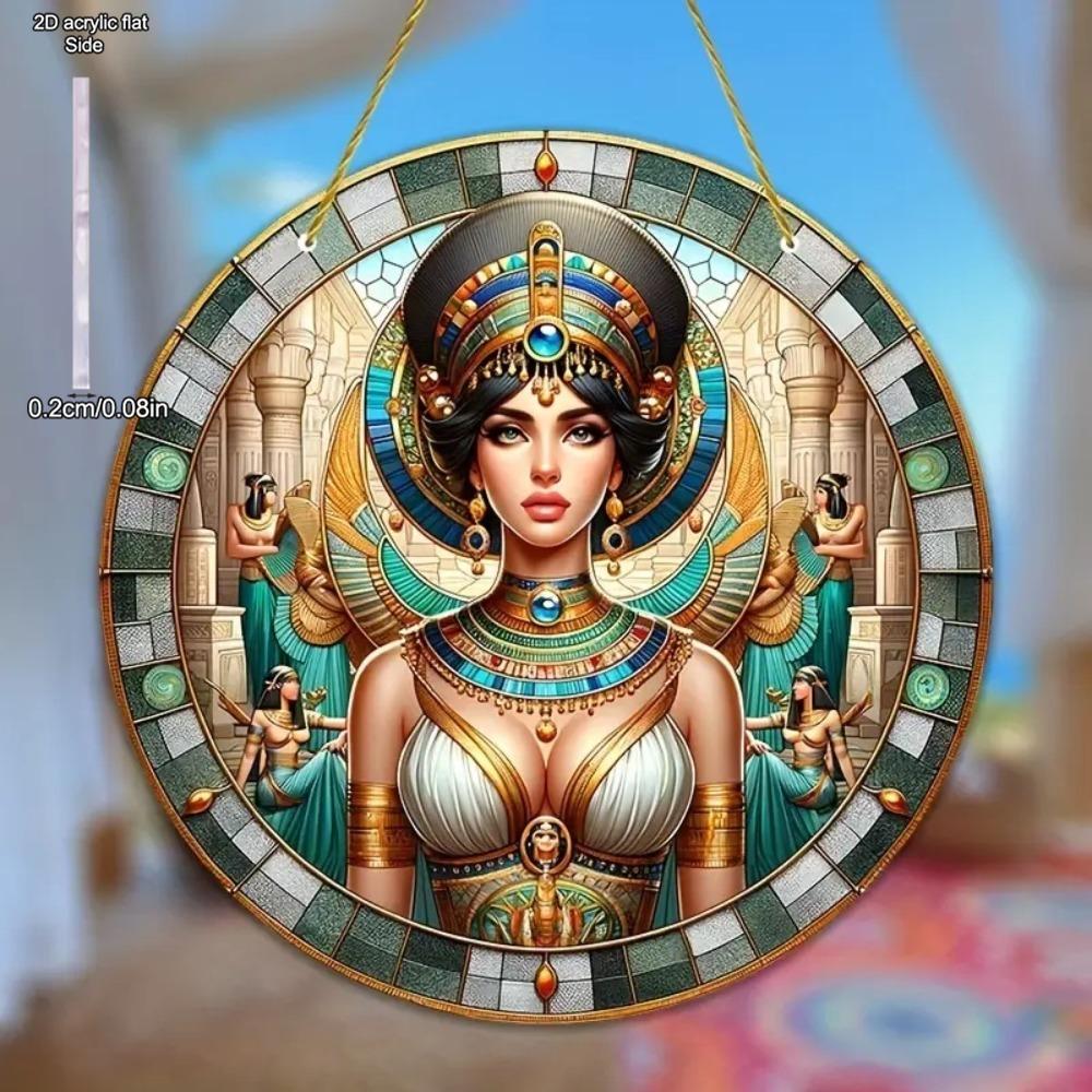 Egyptian Goddess and Pharaoh Acrylic Sun Catcher, Ancient Egyptian Mythological Theme, novelty home decor, Perfect Durable for Bedroom