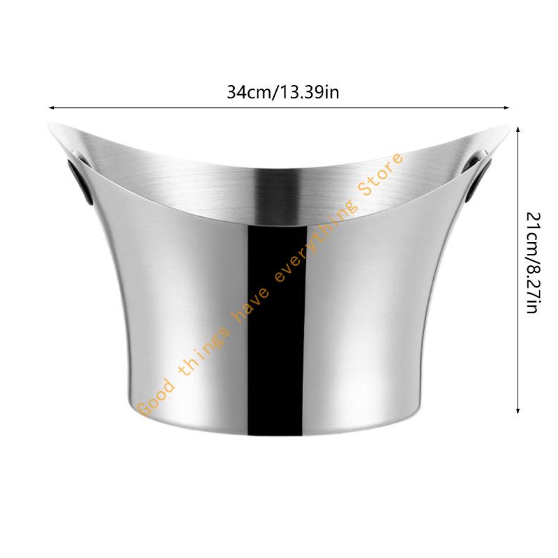 Elegant Stainless Ice Bucket with Handle Large Capacity Ingot Ice Pail Ice Container for Parties and Picnics 55KF